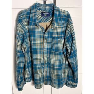 Chubbies Plaid Flannel Shirt Jacket Men’s Medium Blue Tan Button Up Shacket